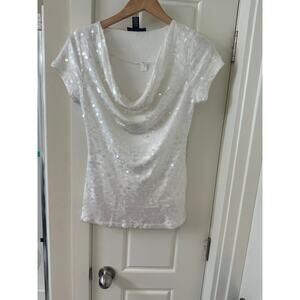 Inc white Sequin blouse